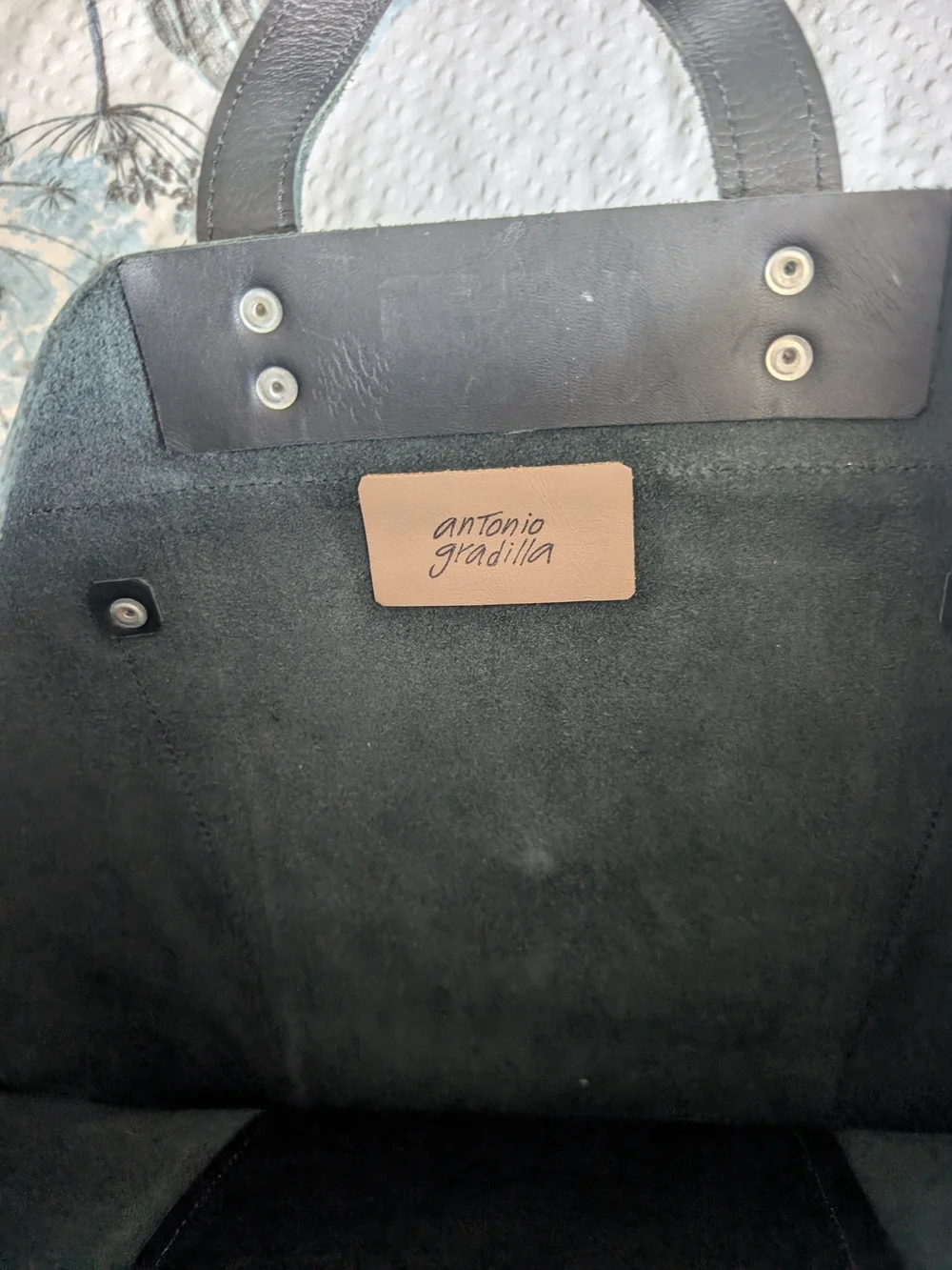 Black Women's Leather Tote Bag - Minimal Pocket Design